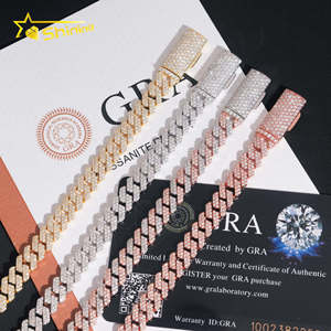 Горячая распродажа VVS Обледенение Moissanite Pass Diamond тест 925 Серебряное золото хип-хоп 2 ряда 8 мм кубинское звено цепи ожерелье ювелирные изделия - Product Image 5