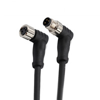 Conector M8 en ángulo recto hembra IP67 código 3 pines Cable eléctrico de PVC 0,5 M extremo libre cobre ABS/carcasa de nailon 2A corriente nominal