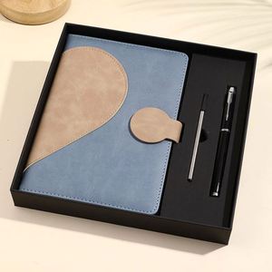 Carnet d'affaires personnalisé en cuir PU rigide avec stylo et coffret cadeau, format A5, 100 feuilles, reliure cousue, imprimé - Product Image 1