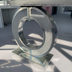 Mesa <span class=keywords><strong>Consola</strong></span> Moderna en Forma de O con Espejo, Madera y Cristal, con Cristales Decorativos <span class=keywords><strong>para</strong></span> Entrada y Sala de Estar - Product Image 2