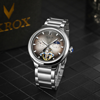 Nouvelle montre mécanique tourbillon automatique de luxe pour homme SKROX, multifonction, mode, phase de lune, luminescente, bracelet en acier inoxydable, 45 mm