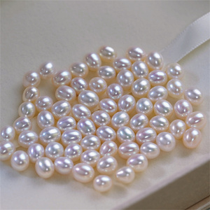6.5-7mm 3a grado bianco rosa ovale di riso a goccia vera e propria acqua dolce originale <span class=keywords><strong>perle</strong></span> di acqua dolce - Product Image 3