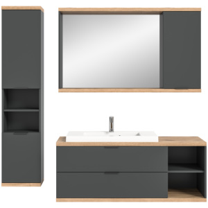 Moderno Design tedesco in legno MDF bagno mobile da bagno con specchio impermeabile per la casa o Hotel-X1NB8B01 - Product Image 1