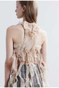 Tops courts unisexes décontractés en tulle et mousseline de soie patchwork, été, éco-responsable - Product Image 2