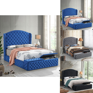 Pinzhi home custom modern tufted upholstered queen/king size storage elegant california purple platform bed frame