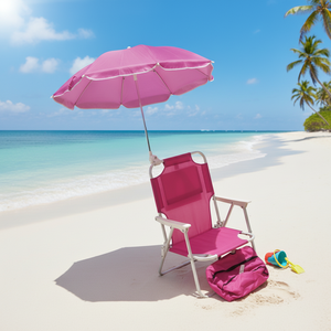 Silla de Playa Infantil Fucsia con Sombrilla de Acero 37x40x47 cm - Product Image 3
