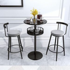 <span class=keywords><strong>Mesa</strong></span> Alta Redonda de Mármol y Metal para Restaurante, <span class=keywords><strong>Cocina</strong></span>, <span class=keywords><strong>Bar</strong></span>, Comedor de Club Nocturno Moderno - Product Image 5