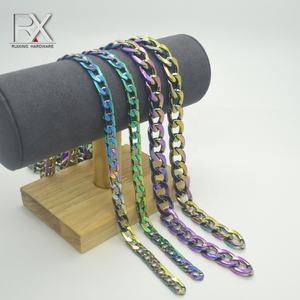 Cadena de aleación de aluminio y hierro y zinc de alta calidad, cadena de cara plana, llave de metal para monedero, cadena plana decorativa NK, correa de hombro, bolso de mano - Product Image 3