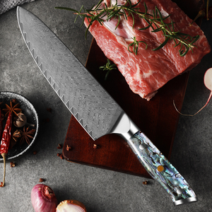 Couteau de chef en acier Damas de 8 pouces avec manche en nacre, couteaux de cuisine professionnels, couteau de cuisine japonais tranchant avec boîte cadeau - Product Image 2