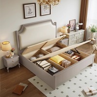 American Light Luxury Bois massif Paris Midsummer French Cream Style Double Master Bedroom High-end Soft Package Large Bed