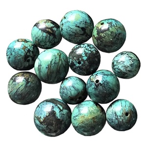 Perles turquoises multicolores, pierres rondes naturelles, lisses, grosses, nouvelle collection - Product Image 1