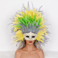 Masque en plumes élégant fait à la main pour bal masqué, accessoires de costume de fête unisexe pour adultes