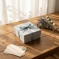 Boîte cadeau rigide de luxe écologique bleu Morandi avec laminage mat et gaufrage pour faux cils