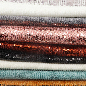 Vải dệt kim Hacci mùa đông, chất liệu polyester rayon viscose spandex pha sequin thêu, nhuộm trơn - Product Image 2