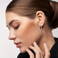 Boucles d'oreilles pendantes en argent 925 avec moissanite, grandes demi-cercles simples, bijoux d'oreille à piercing, créoles ouvertes en C pour femmes
