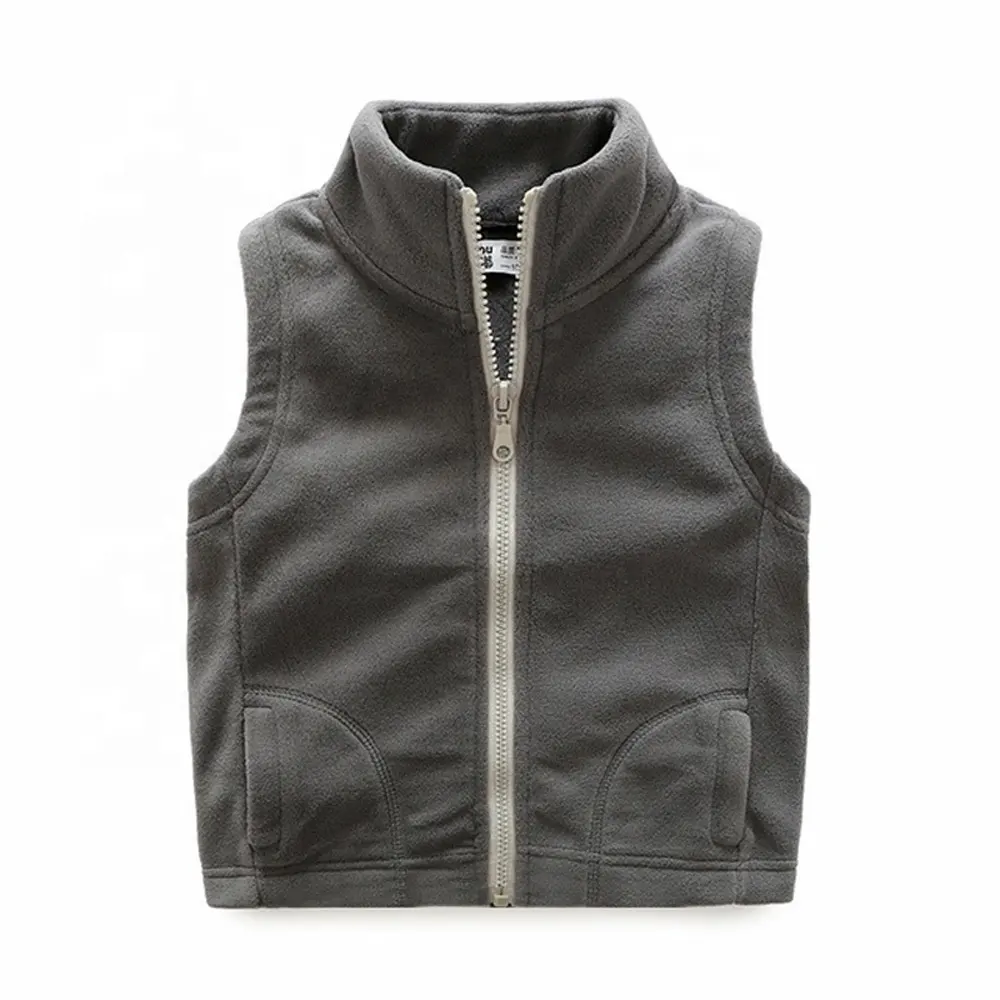 Factory custom wholesale custom zip soft warm winter fleece vest for kids