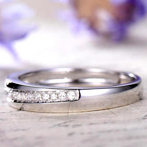 Anello F1591 in Oro Bianco con Diamante Taglio Brillante Rotondo Colore G Naturale Fede Nuziale Gioielli Unisex - Product Image 3