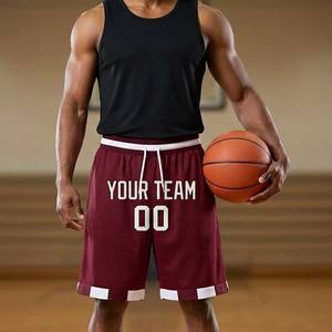 Pantaloncini da Basket OEM Personalizzati <span class=keywords><strong>per</strong></span> Uomo, 220gsm, Asciugatura Rapida, Traspiranti, in Poliestere-Spandex, Vita Alta con Cordoncino, <span class=keywords><strong>per</strong></span> Allenamento - Product Image 4