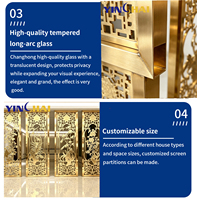 Paravent en acier inoxydable doré sur mesure, découpé au laser, avec motifs floraux chinois, pour hôtel, villa, hall d'entrée