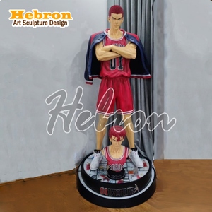 Statue personnalisée grandeur nature SLAM <span class=keywords><strong>DUNK</strong></span> - Figurine Sakuragi Hanamichi en fibre de verre, résine et métal, faite à la main et peinte à la main - Product Image 4