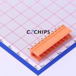 HT396V-3.96-10P Plug-in Terminal Block Through hole,P=3.96mm Connector Board-to-Board / Socket - Open 1x10P 3.96mm Orange - Product Image 1
