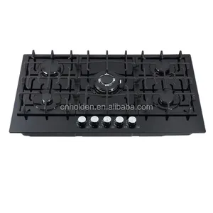 OEM Built-in 5 Burner Black Tempered Glass LPG NG Cooktop Gas Hob