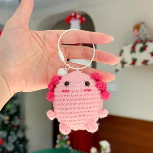 Fil à tricoter et à crocheter <span class=keywords><strong>pour</strong></span> amigurumi Axolotl, porte-clés Axolotl mignon, peluche Axolotl, dinosaure hexagonal, breloques animales Axolotl - Product Image 6