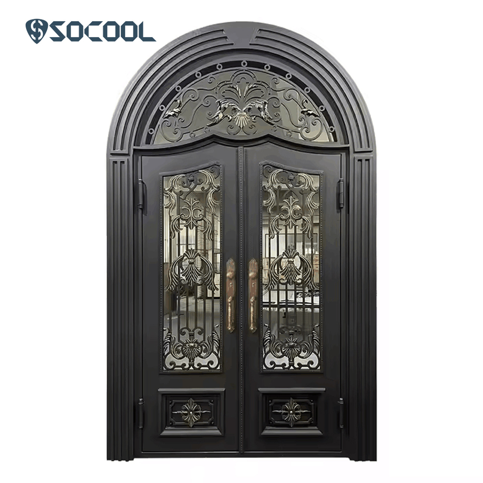 Modern Oem Design Double Luxury Steel Exterior Door For Home Finished With French Style Decoration