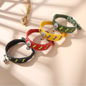 <b>Pet</b> <b>Collar</b> Reflective Bone Shape Bell For Cats And Dogs Fashion Black Red Green Yellow All Seasons - Product Image 3