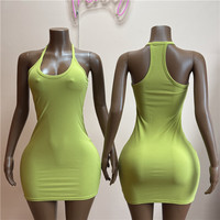 Robe moulante sexy à col en V et dos nu pour femme, couleur unie, coupe ajustée amincissante