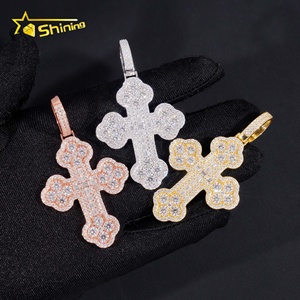 Ciondolo Tennis Personalizzato in Argento Sterling 925 con Moissanite VVS, Gioielli Hip Hop Iced Out, Ciondolo a Croce alla Moda - Product Image 1