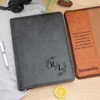 Porte-documents en cuir PU personnalisé A4 A5 A6 pour hommes et femmes, affaires, école, avec 3 ou 4 anneaux, organiseur de documents avec fermeture éclair