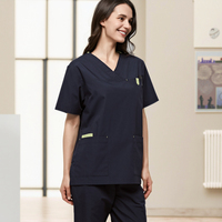 Haut de blouse médicale vert à manches courtes Anno Medical, uniforme d'hôpital ODM pour le personnel avec support médical