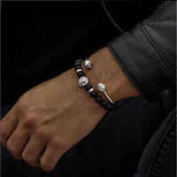 GOLDIX Bracelet tête de lion en acier inoxydable plaqué or 18K Set de bagues Minimalist Party Style Agate Jewel Man Skull Lion Necklace
