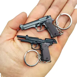 T094 תליון מחזיק מפתחות מתכת 1:4 יצירתי 92F אקדח קטן מחזיק מפתחות טבעת אקדח תליון מתנה