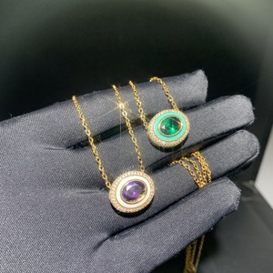 Nuova Collana con Ciondolo Ovale in Zirconia Cubica 5A Micro Pave, Rosso <span class=keywords><strong>Rosato</strong></span> e Azzurro, Gioielli da Donna alla Moda - Product Image 4