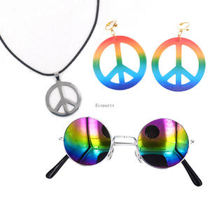 مجموعة قلادة من القرط وعصابة رأس تأثيري للحفلات الشاطئية ، علامة السلام ، إكسسوارات حفلات للبالغين - Product Image 5