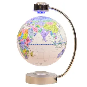 C צורת מתכת מסגרת מרחף גלובוס תצוגת שולחן במשרד מלאכות מסתובב מפת עולם גלוב מרחף כדור הארץ צף כדור