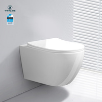 Asiento montado en la pared cisterna oculta inodoro colgar en la pared baño artículos sanitarios color marfil WC inodoros completos