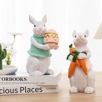 Sculpture en résine du Lapin de Pâques, artisanat de lapin inspiré de l'art, peint à la main, pour la décoration de salon, bibliothèque et bureau