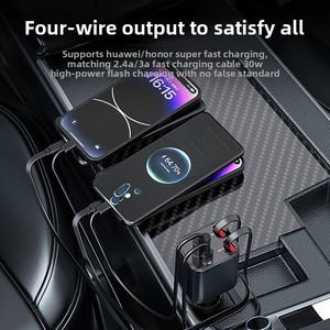 2025 Super Fast <span class=keywords><strong>Mini</strong></span> 4 en 1 Cargador de coche Venta caliente <span class=keywords><strong>USB</strong></span> Tipo <span class=keywords><strong>C</strong></span> Cargador de teléfono con pantalla de voltaje Nuevo accesorio de coche - Product Image 5