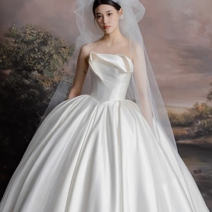 2026 Luxury All-Season Wedding Gown Satin <strong>Bridal</strong> <strong>Dress</strong> With One-Shoulder A-Line Slim Design - Product Image 3