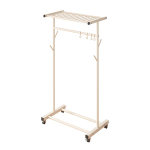Clothes <b>Rack</b> Floor Standing Metal <b>Drying</b> <b>Rack</b> With Shelf And Basket Storage For Bedroom Living Room Mobile Design - Product Image 5