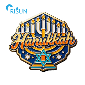 Magnete da Frigorifero Personalizzato con Stella di David, Menorah per <span class=keywords><strong>Buon</strong></span> Hanukkah, Spilla da Bavero, Distintivo, Spilla Smaltata Personalizzata per Hanukkah - Product Image 3