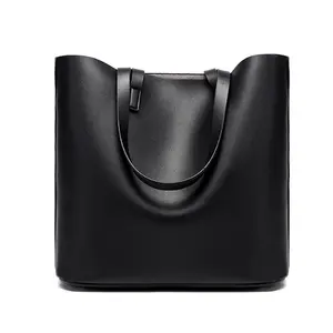 Simple Pure Western Style PU Leather Tote Bag Leisure Shoulder Bag
