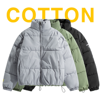 Veste d'hiver personnalisée à col montant pour homme, en tricot, grande taille, décontractée, rembourrée, à fermeture éclair, ample, style bulle