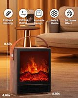 Cheminée électrique avec flamme réaliste 3D, 1500W/750W, thermostat réglable, double protection de sécurité, finition en bois de noyer