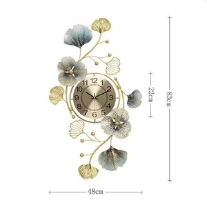 Luxury Ginkgo Leaf Metal Wall <strong>Clock</strong> <strong>Large</strong> Silent Non-ticking Art Wall <strong>Clock</strong> for Living Room &amp; Home Decor - Product Image 5