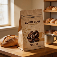 Emballage de café à haute barrière avec soufflet, en Mylar, avec valve et fermeture éclair refermable, impression de logo personnalisée pour le stockage des grains de café