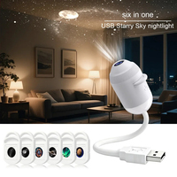Projecteur de Galaxie Veilleuse à Luminosité Réglable, Lampe USB Rotative à 360 Degrés avec 3/6/12/24 Diapositives de Films